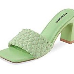 New  
rsxses Women's Braided Heeled Sandals Square Open Toe